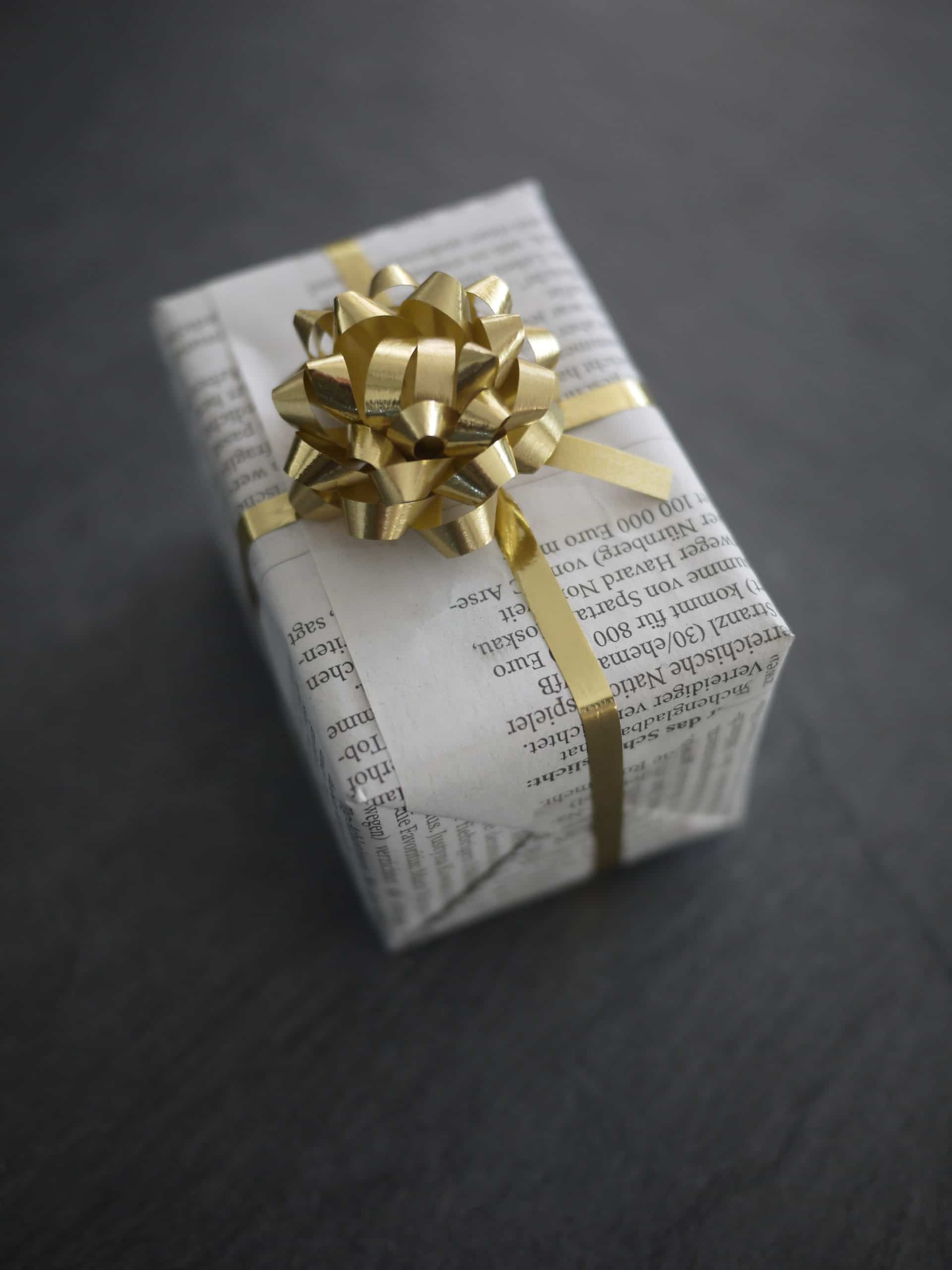 newspaper holiday wrapping paper